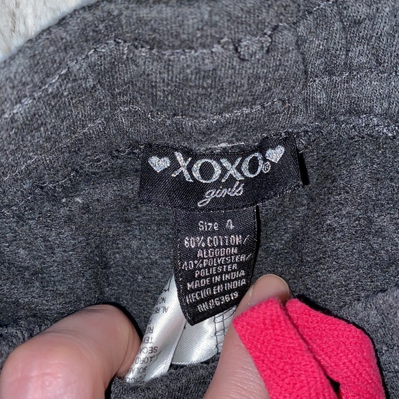 XoXo Girls Charcoal Gray & Hot Pink Glitter Joggers Sweatpants - Picture 6 of 7